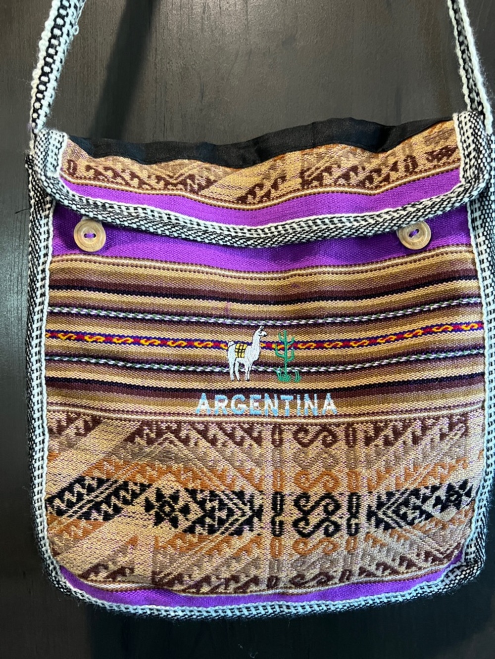 Argentina Woven Purple & Brown Crossbody Bag souvenir 🦙 Llama tribal